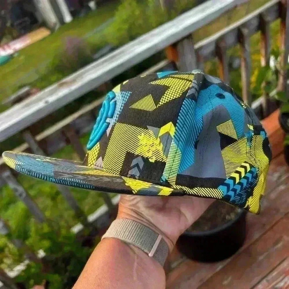 ELEMENT Crowns Skateboard Baseball Cap Hat Blue/Black/Yellow Graphic Flexfit - Picture 6 of 6